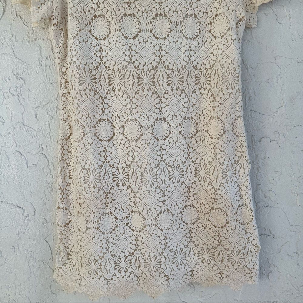 TORY BURCH Trixy Dress Women’s Large Crochet Lace Cream - Picture 4 of 10